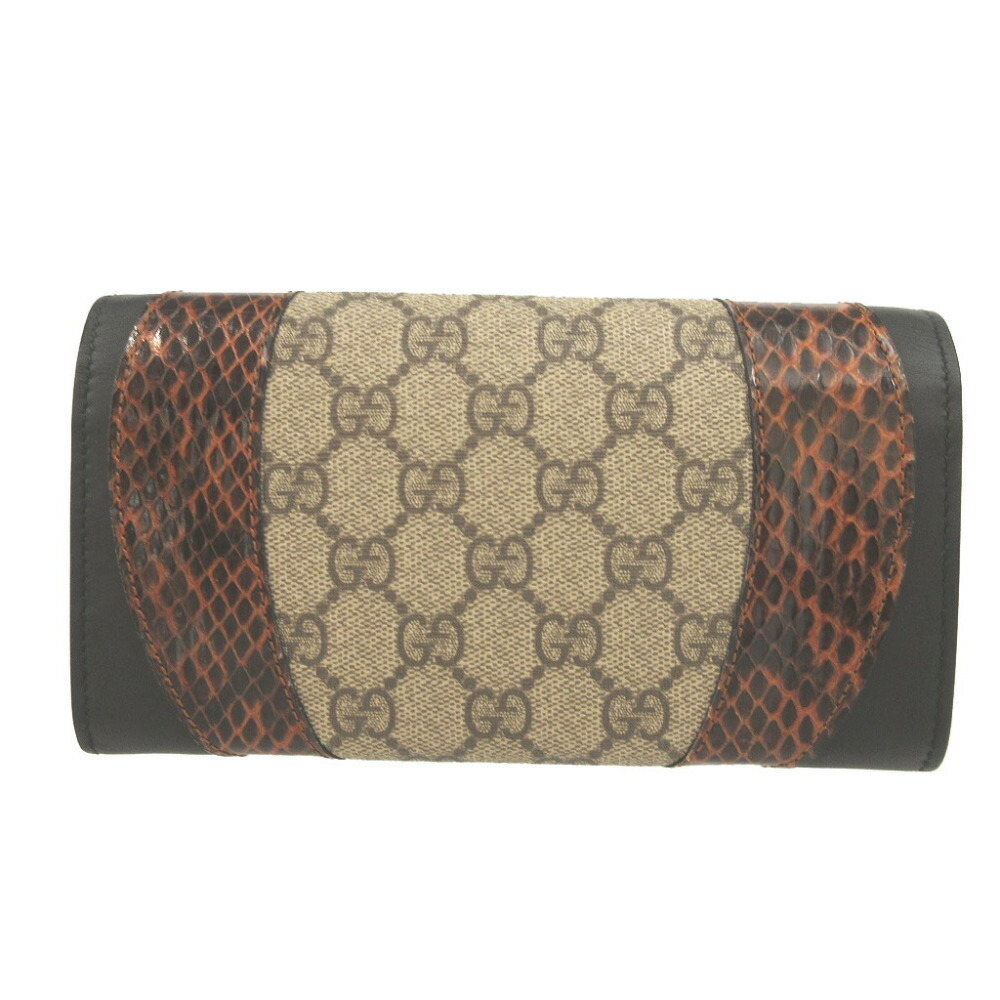 Gucci Wallet Gg Supreme Leather Python Black Bifo… - image 3